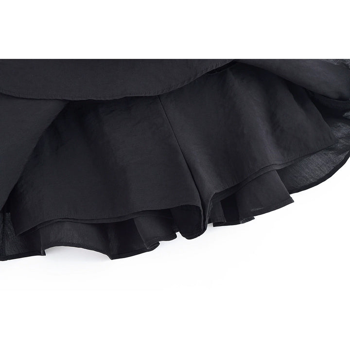 Pleated Layered Mid-Waist Skirt Pants