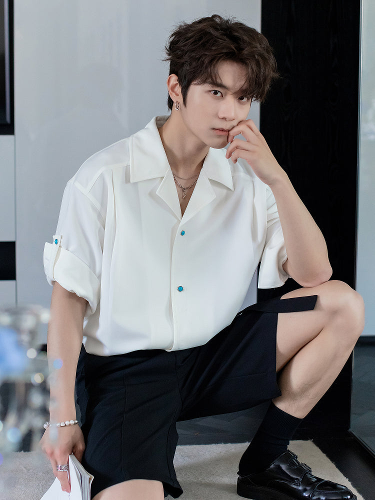 Short-Sleeve Suit Collar Casual Shirt