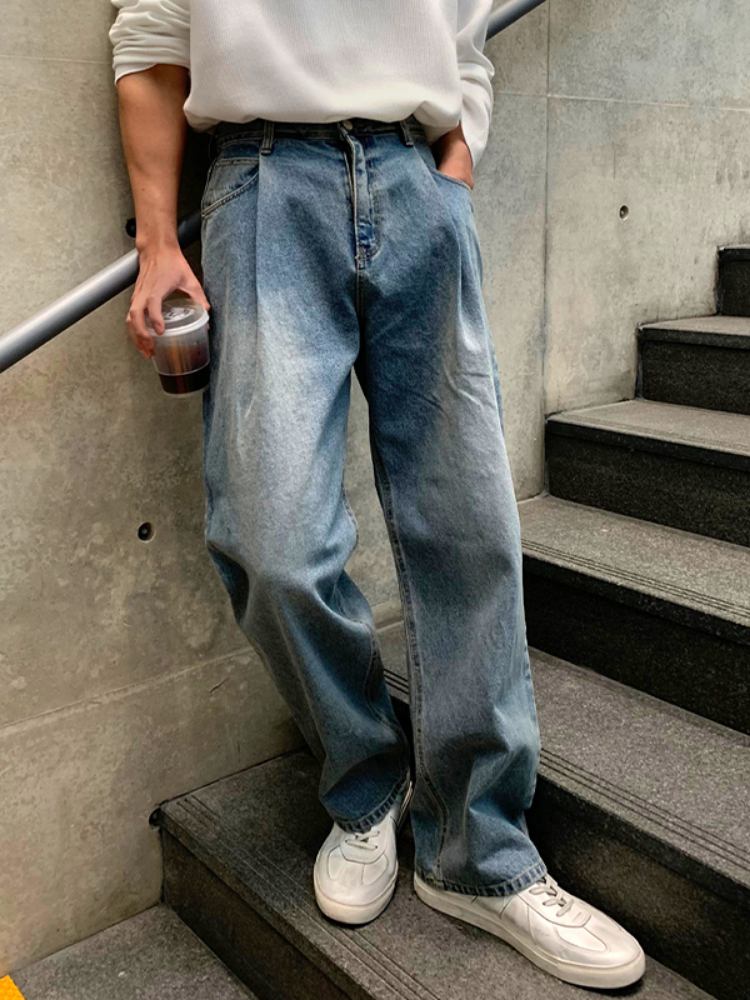 Düz Bol Geniş Paça Kot Pantolon 