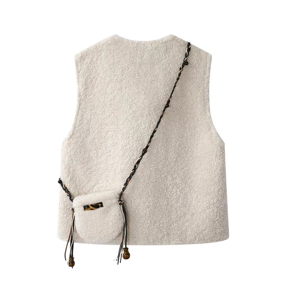 Lamb Wool Sleeveless Vest Coat