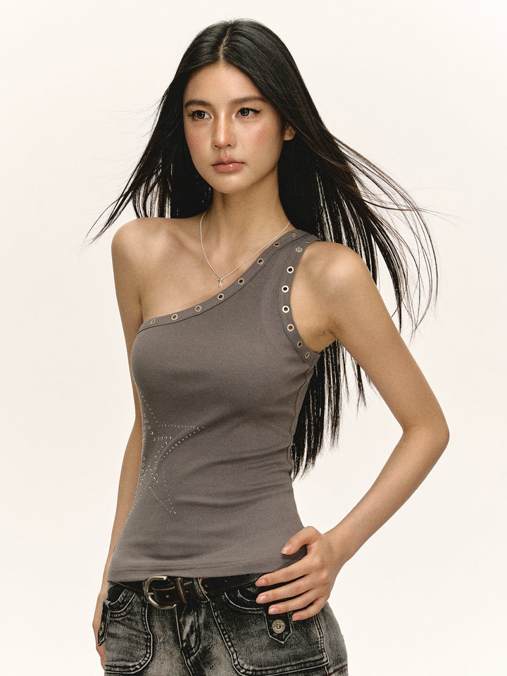 Einschultriges Sternnieten-Camisole 