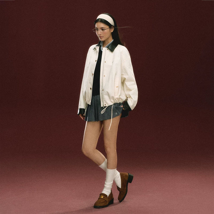 Stand-Collar Button Front Coat