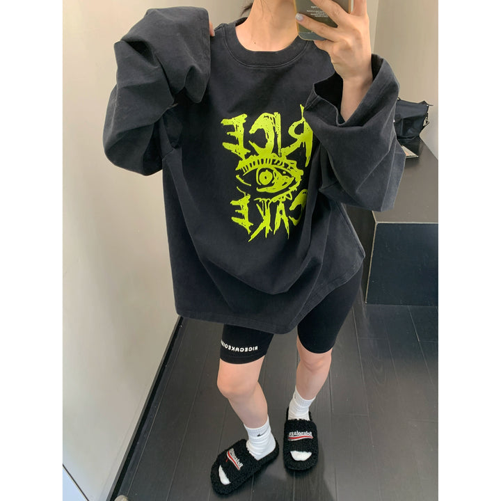 Verstoord Losse Katoenen Lange Mouwen T-shirt 