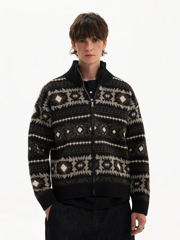 Gilet en cachemire à zip Fair Isle 