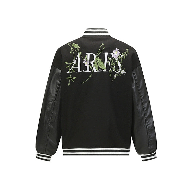 Floral Embroidered Baseball Jacket