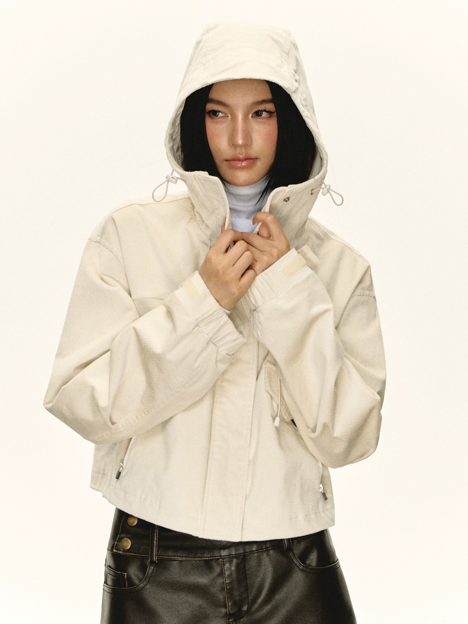 Front Pockets Corduroy Short Jacket