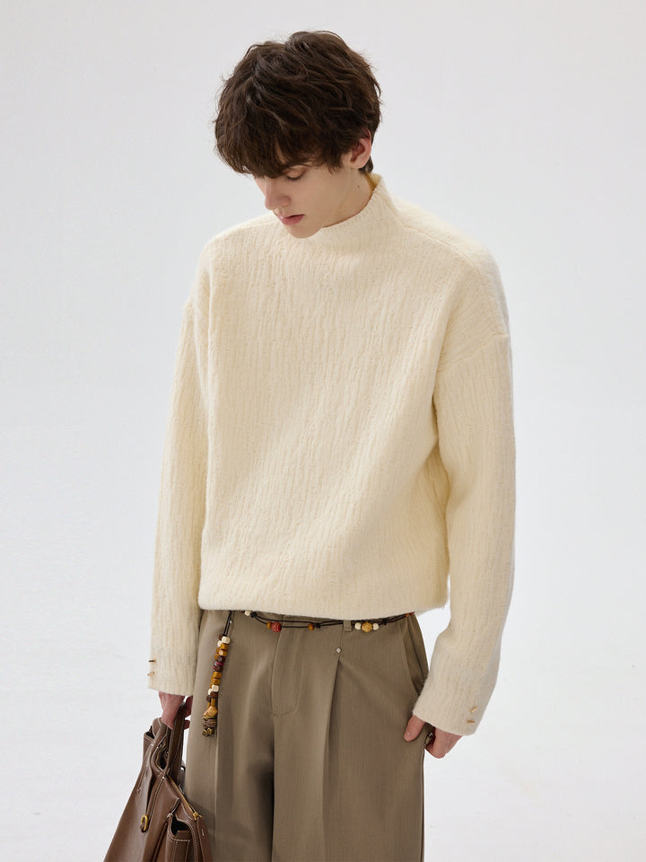 Velvet Textured Mock Neck Sweater