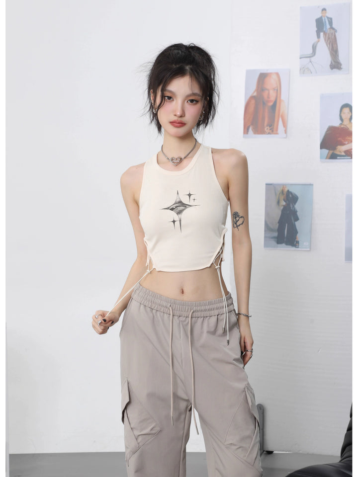Star Print Strappy Slim Fit Tank