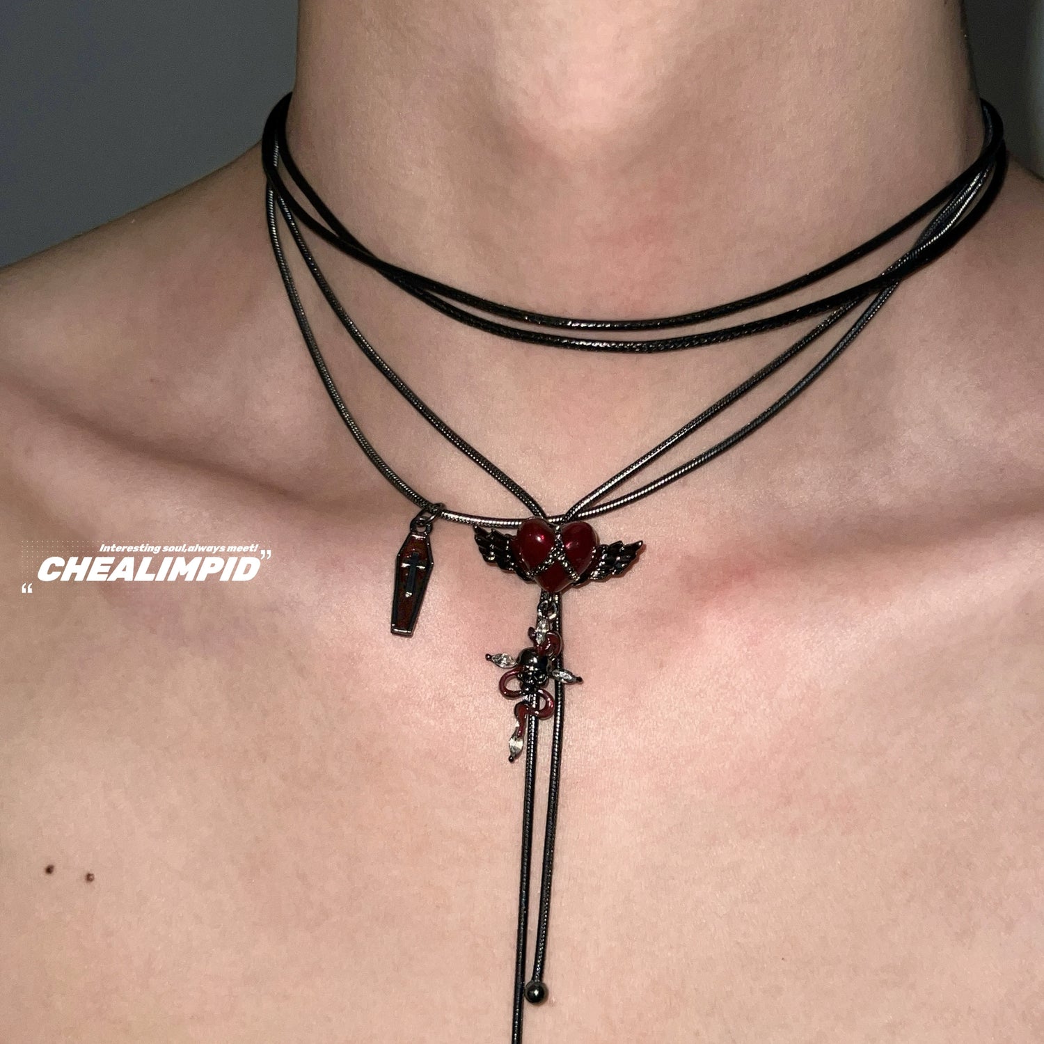 Multi-Layer Cross Heart Punk Necklace