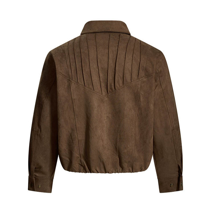 Veste en suède déstructurée rétro avec des empiècements 