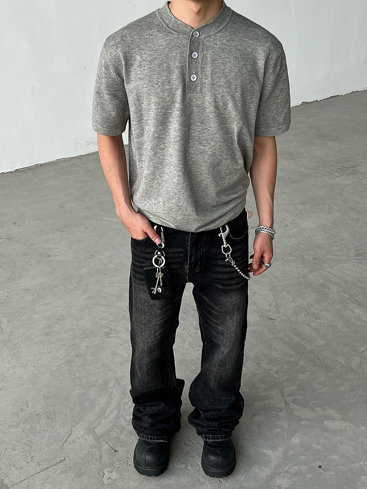 Henley Collar Minimalist Slim Fit T-shirt