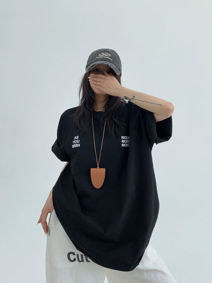Cotton Relaxed Fit Letter Print T-shirt