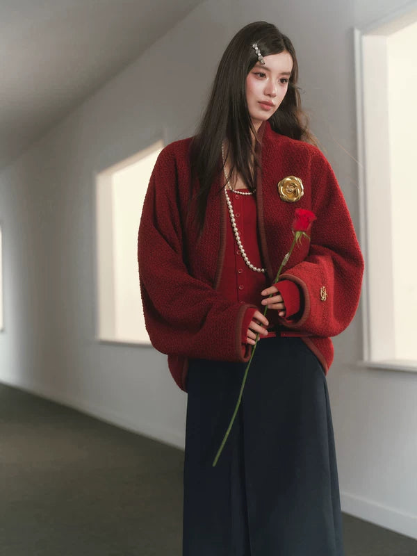 Cárdigan de lana con mangas murciélago 