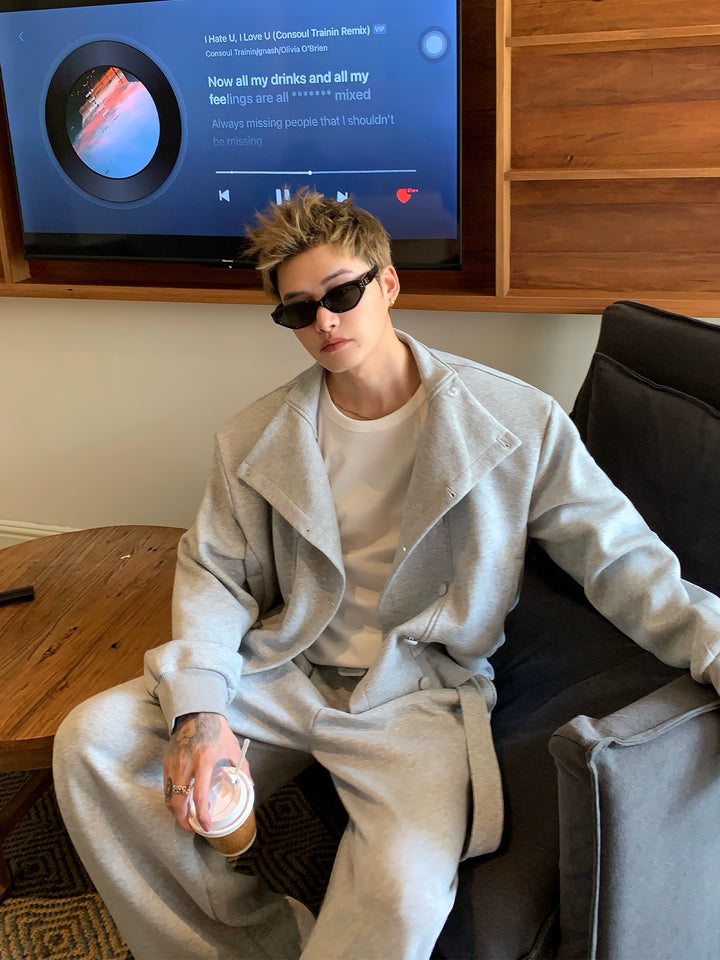 Double-Breasted Jacket and Loose Pants