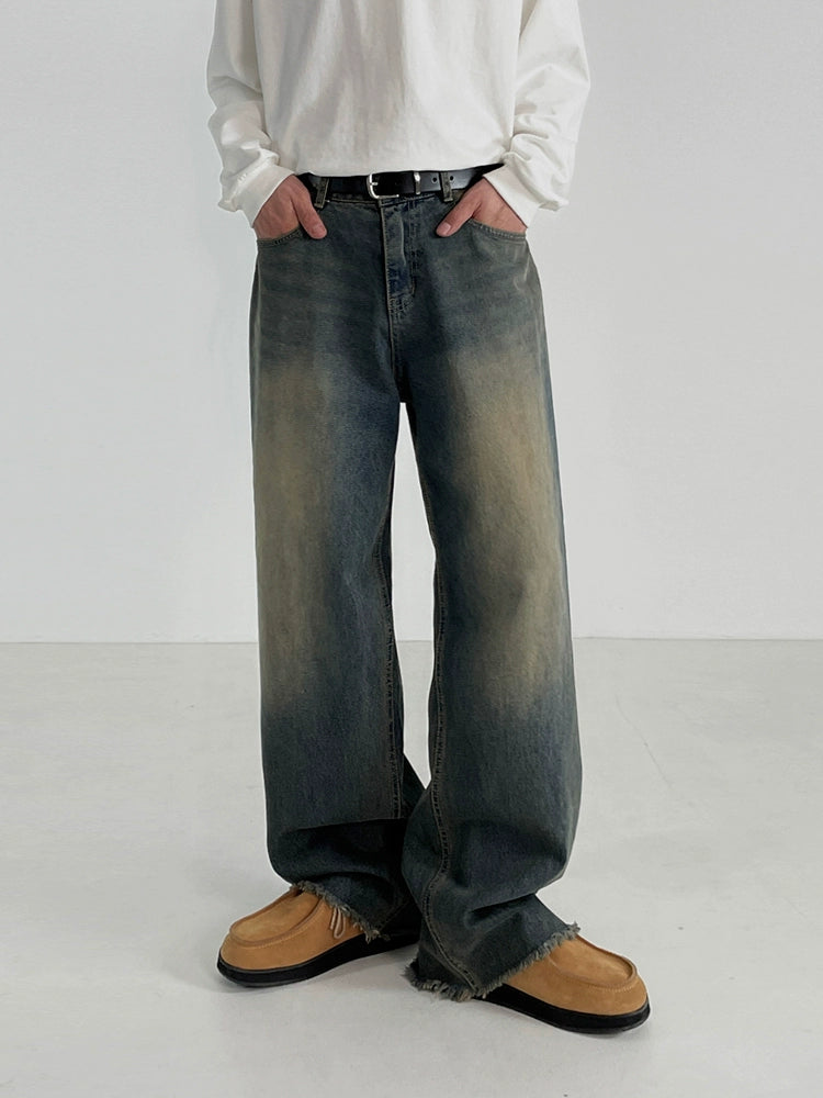 Distressed Loose Fit Washed Jeans Pants