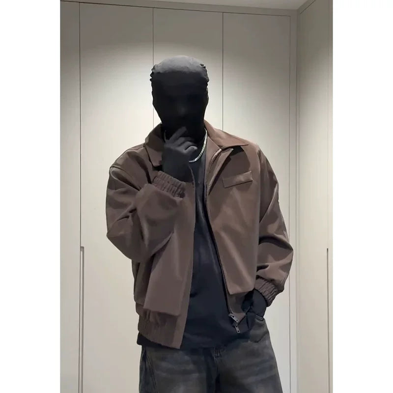 Padded Shoulder Leather Bomber Jacket