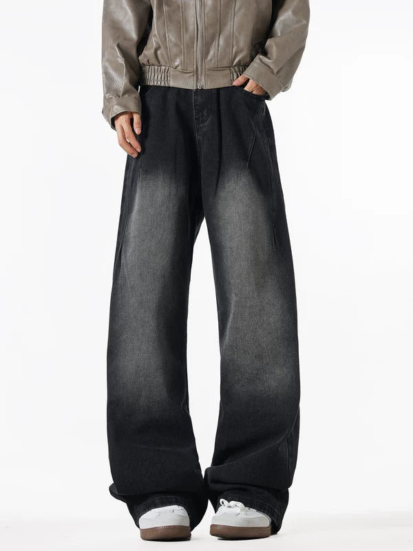 Loose Wide-Leg Curved Blade Jeans