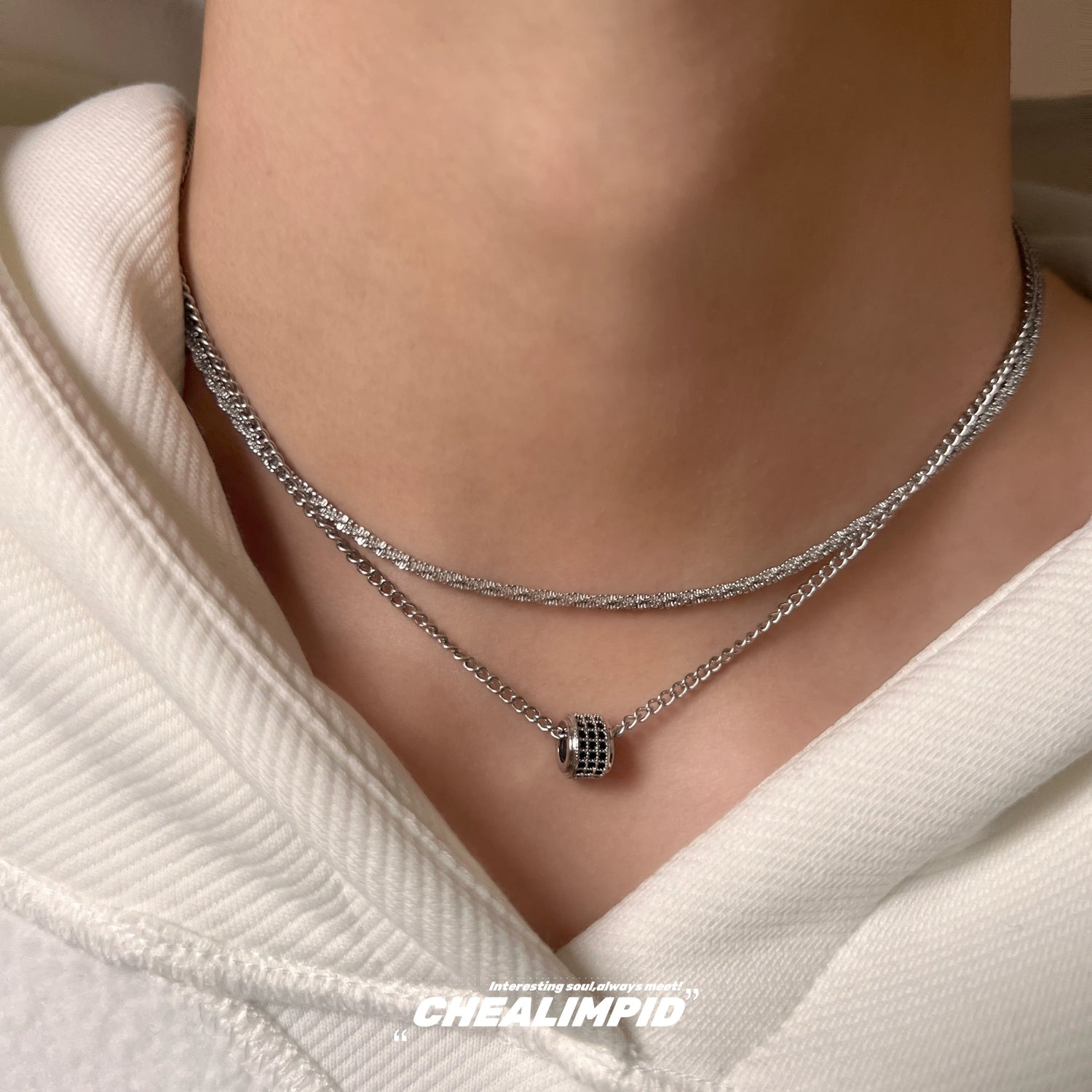 Double Layer Titanium Steel Pendant Necklace