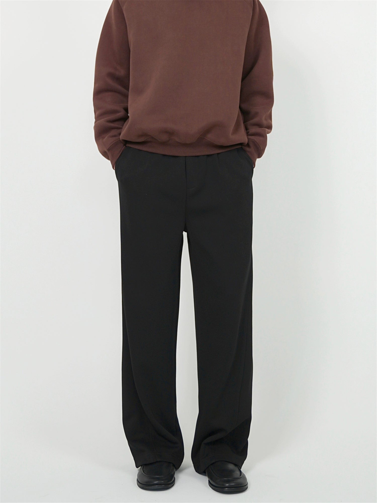 Calças de moletom casuais de perna larga com costura lateral 