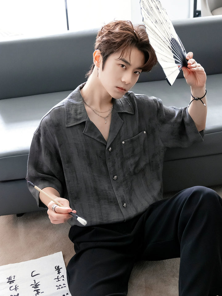 통기성이 좋은 가벼운 중국 스타일 셔츠 