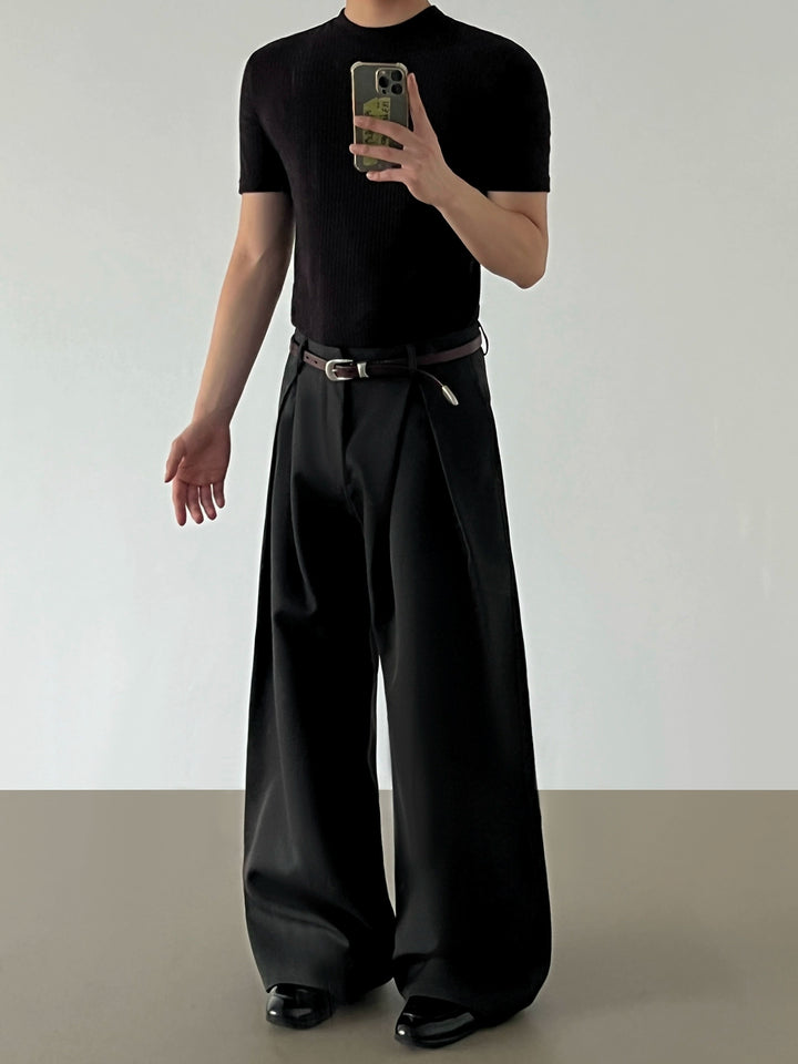 Pleated Wide-Leg A-Line Pants