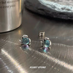 Blue Glass Stone Earrings