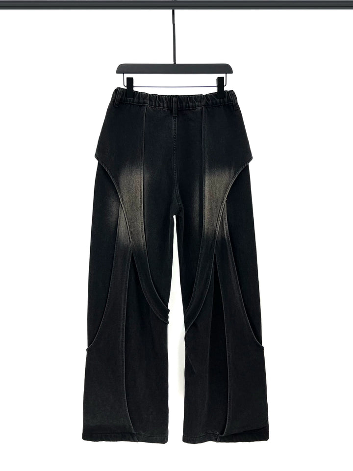 Deconstructed Loose Fit Floor-Mopping Jeans