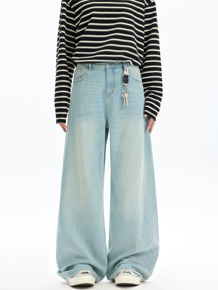 Casual Washed Wide-Leg Jeans