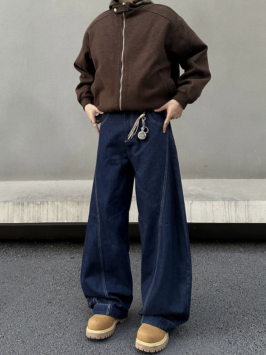 Weite Retro-Inverted Design Jeanshosen 