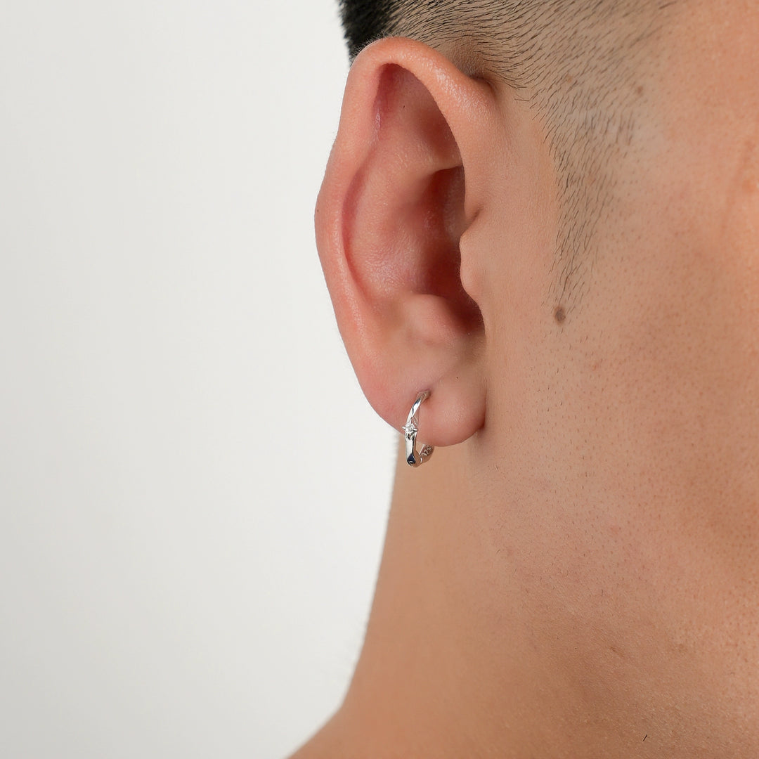 Sterling Silver Cross Star Hoop Earrings
