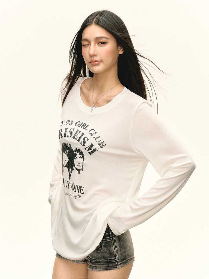Retro Graphic Long Sleeve Top