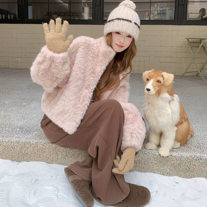 Veste d'hiver en fausse fourrure courte 