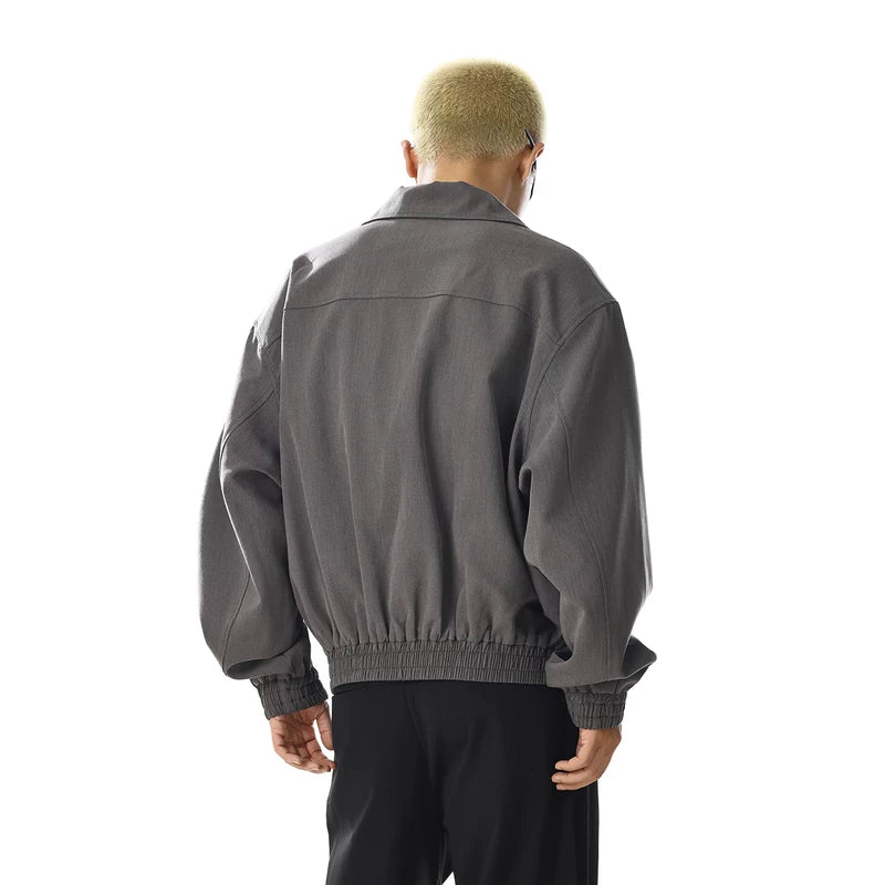 Veste courte zippée rétro décontractée 