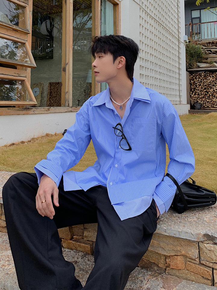 줄무늬 긴팔 셔츠 