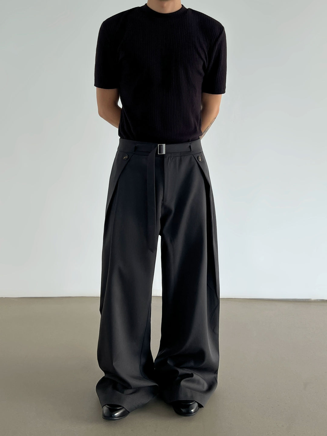 Pleated Linen Wide Leg Casual Pants