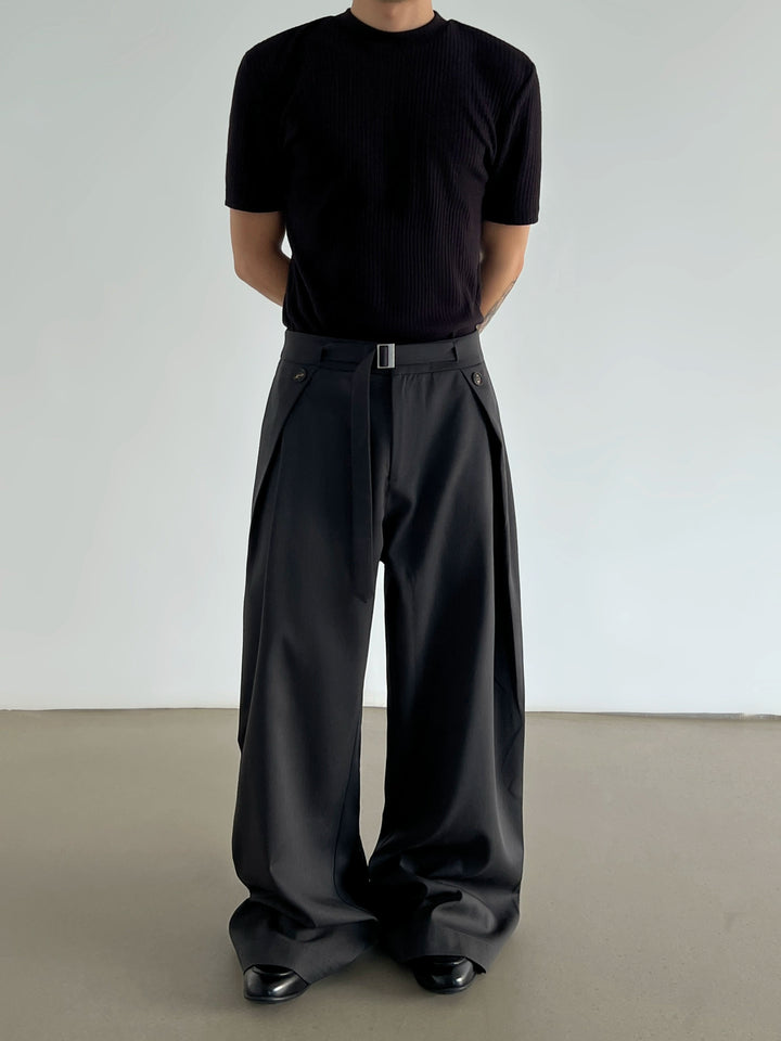 Pleated Linen Wide Leg Casual Pants