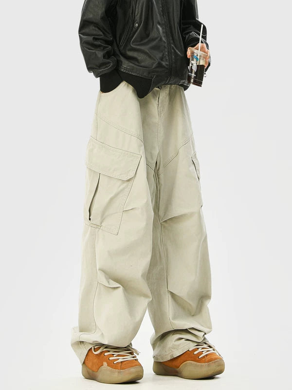 بنطلون كارجو واسع بتصميم قديم ومغسول 