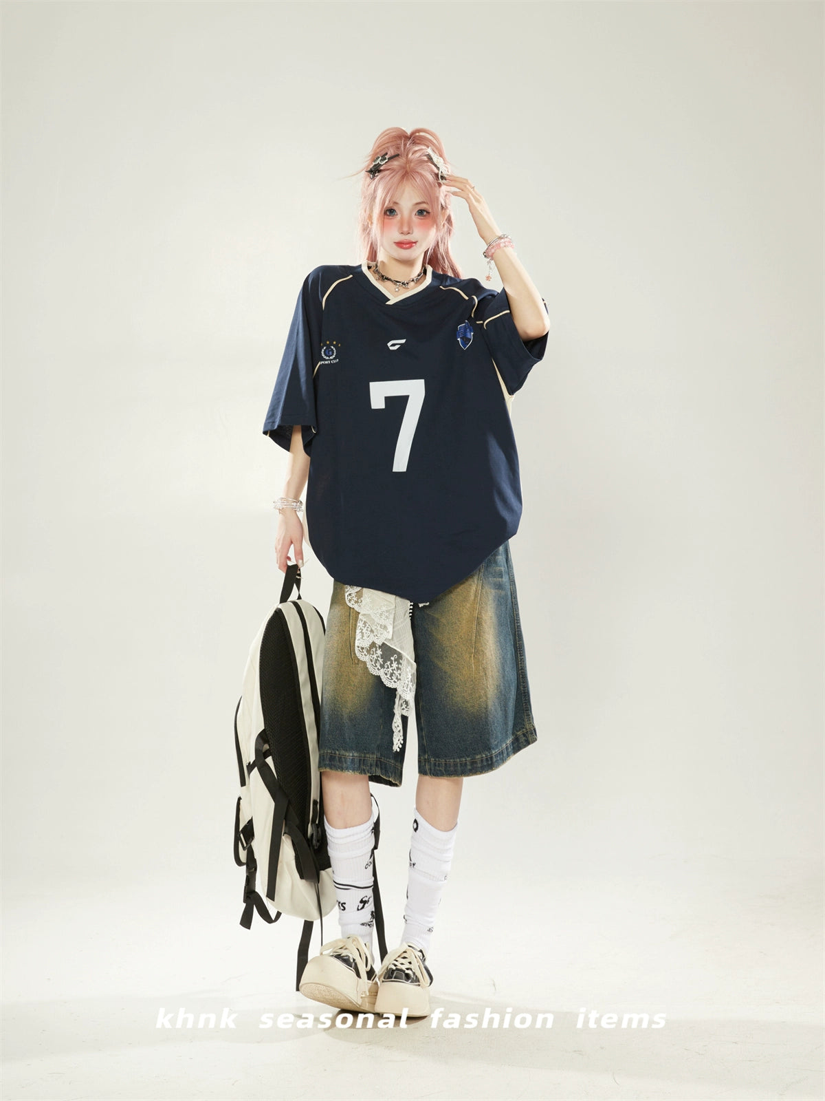 Loose Baseball Jersey Style Short Sleeve Top