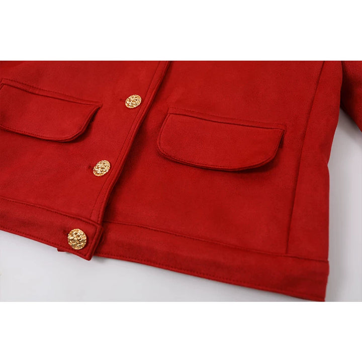 جاكيت مزود بأزرار من الأمام وياقة سويدية 