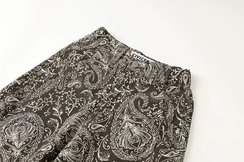Retro Gedrukte Wijde Casual Broek 