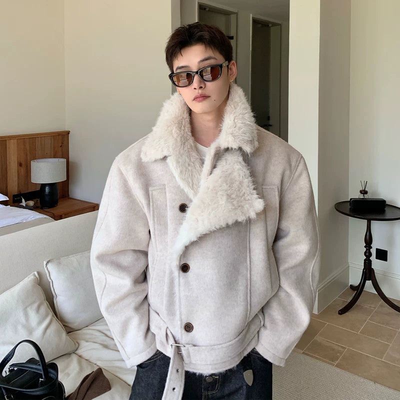 Dubbelzijdige wollen korte geïsoleerde jas 