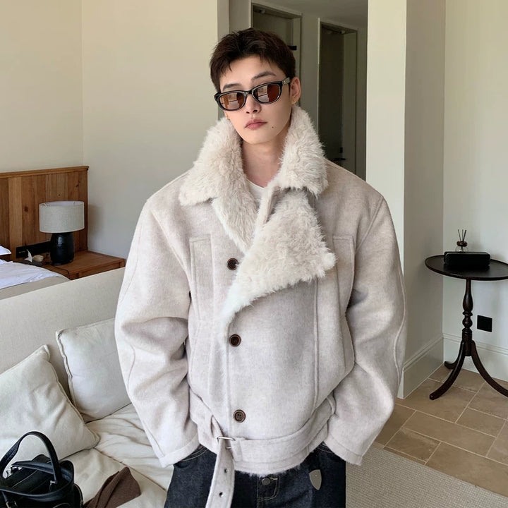 Dubbelzijdige wollen korte geïsoleerde jas 