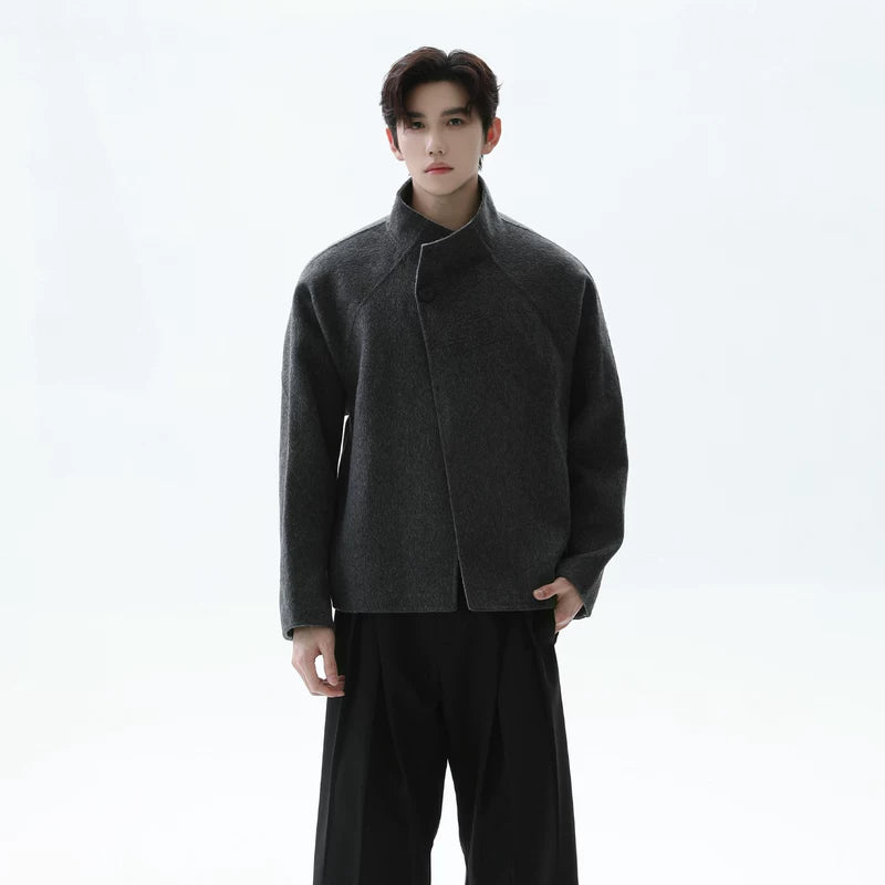 Reversible Lapel Wool Short Coat