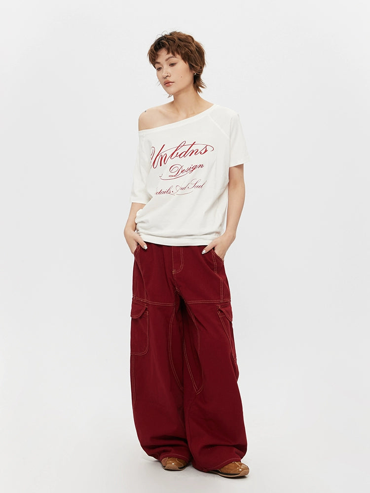 Off Shoulder Graphic Short Sleeve T-shirt