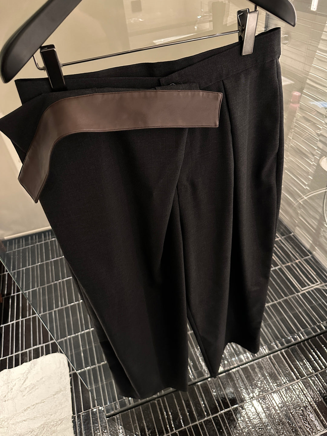 Folded Waist Pleated Wool Casual Pants