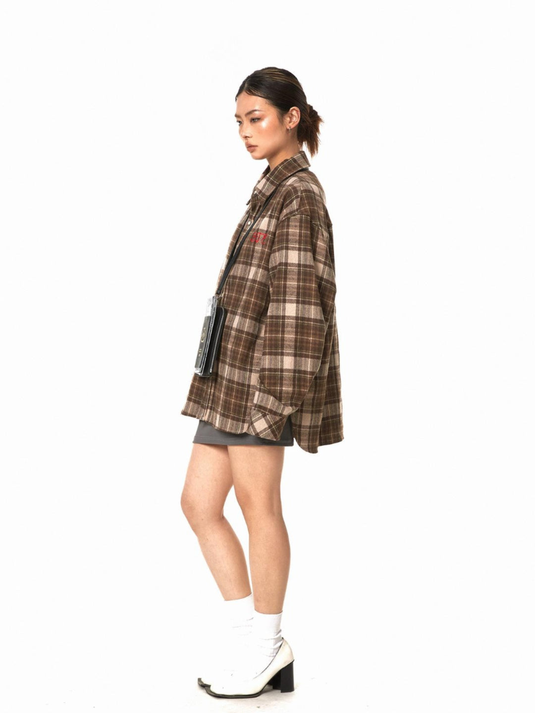 Plaid Embroidered Loose Long-Sleeved Shirt