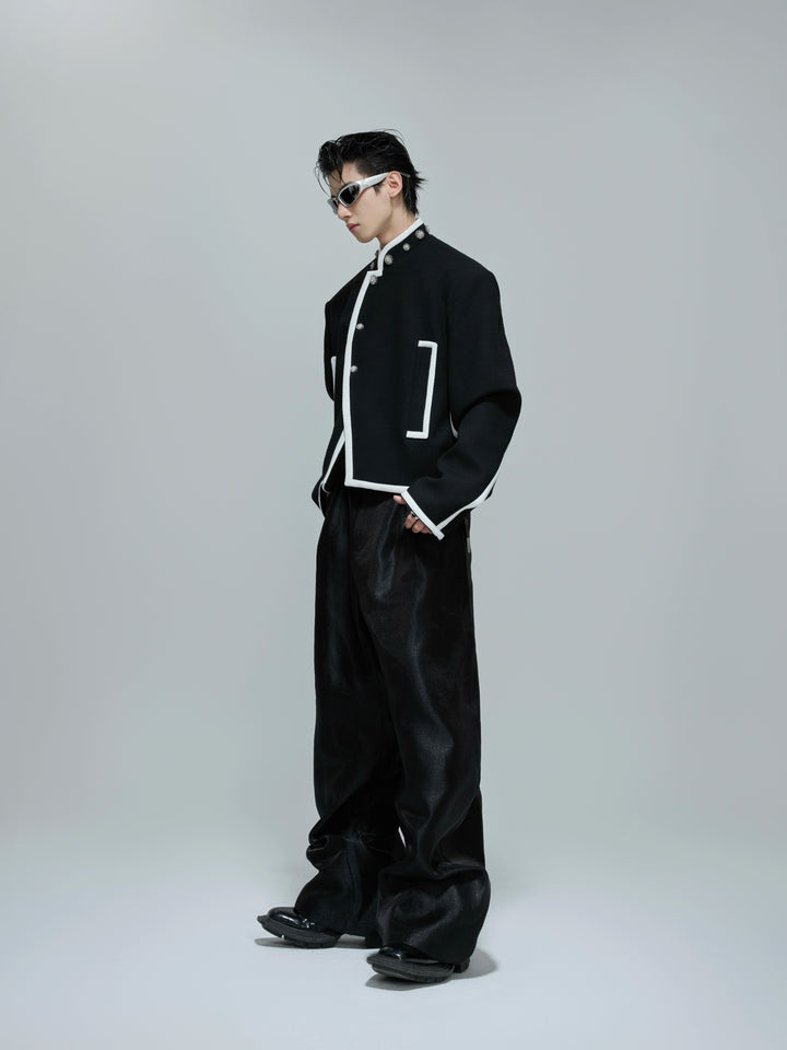 Stand Collar Contrast Trim Jacket