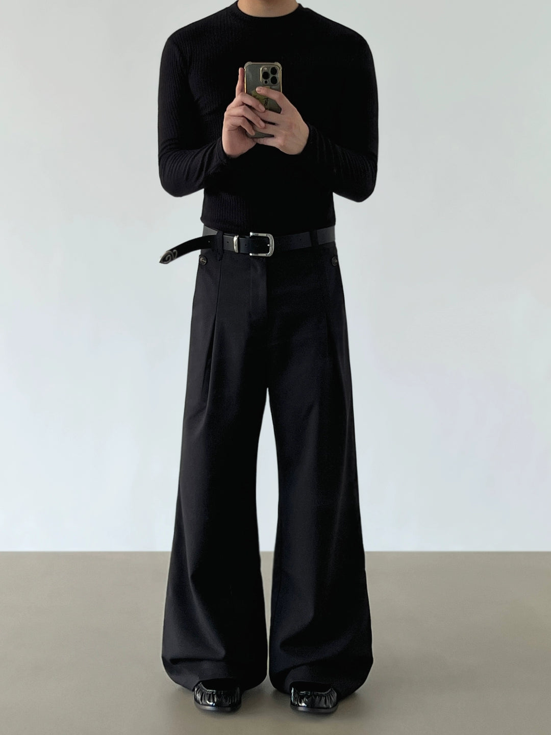 Pantaloni casual A-line plissettati in lino geometrico 