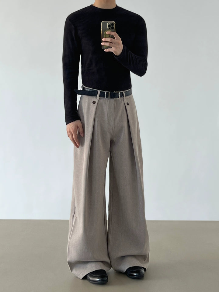 Weite, lockere Drapierte A-Linien-Hosen 