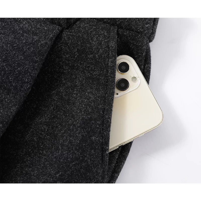 Pantalones de invierno de lana de pierna ancha y cortos 